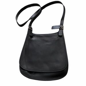 Coach Black Leather Saddle Crossbody Purse